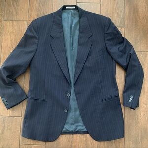 Vintage 1980s Yves Saint Laurent Navy Wool Pinstripe Blazer